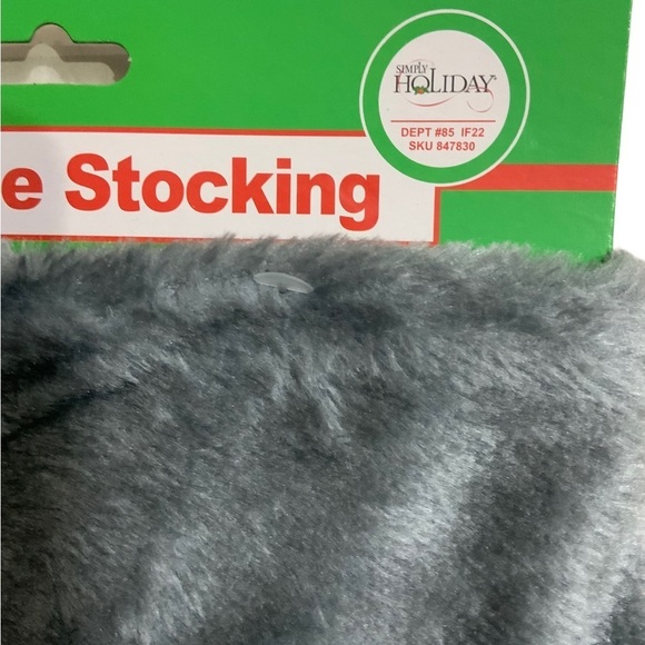 Gnome Christmas Stocking Embroidery Embellishments 17 inches White Grey - Picture 4 of 14